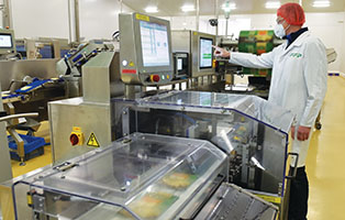 In-line seal inspection of flowpack packages with sliced cheese